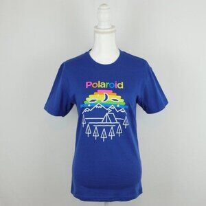 Polaroid Unisex Adult Small Blue White Crewneck Short Sleeve Graphic Tee